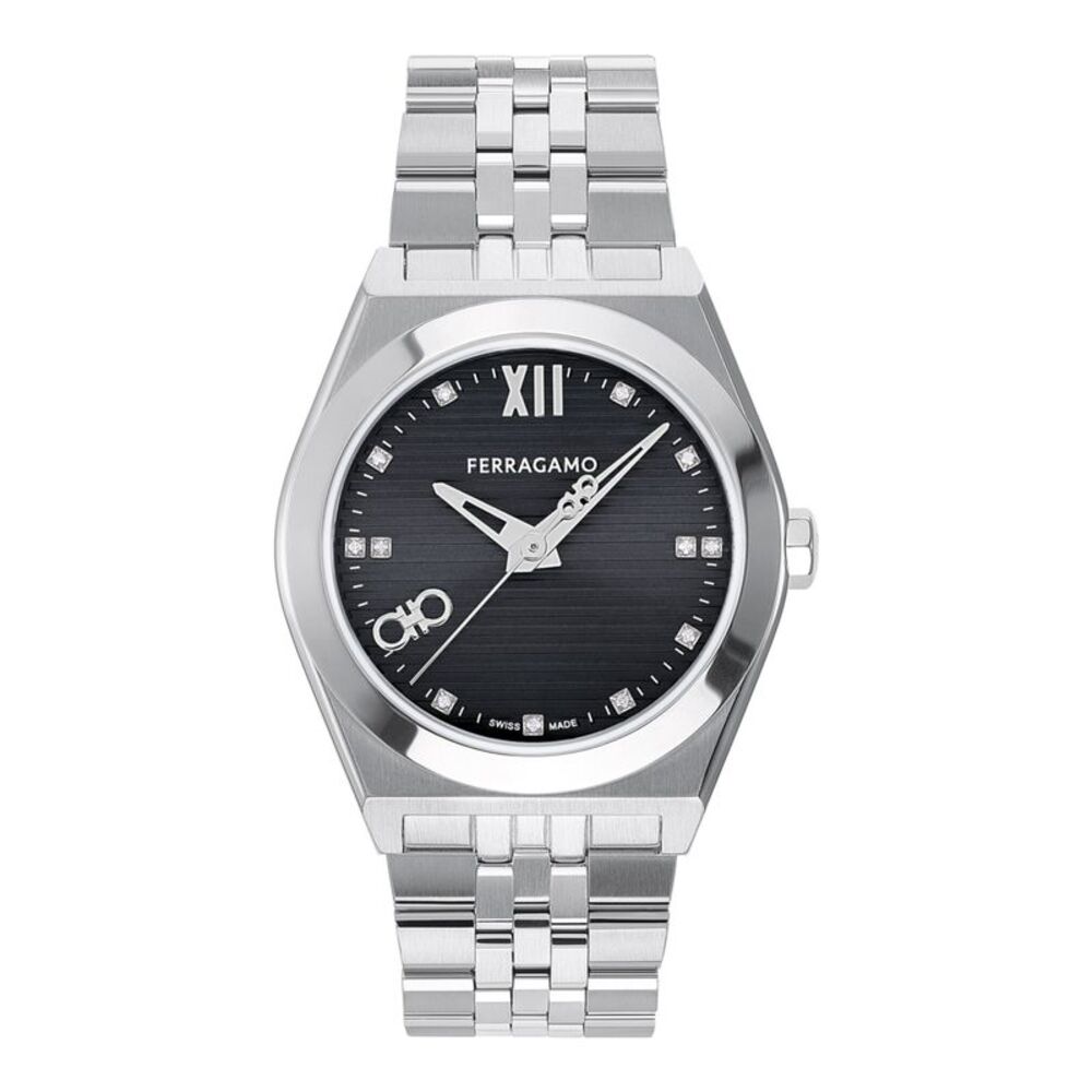 Ferragamo Vega New Diamond Watch Silver Mens